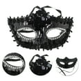 thumbnail image 3 of Unique Bargains 1 Pc Crystal Beaded Half Face Party Mask for Masquerade Party Black, 3 of 5