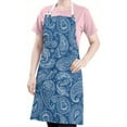 thumbnail image 5 of Blue Pioneer Flower and Paisley Pattern Apron-Garden Aprons for Women with Pockets-Cotton Linen Waterproof Kitchen Cooking Gardening Aprons Adjustable for Kitchen,Cooking,BBQ and Salon 33x27 Inch, 5 of 7