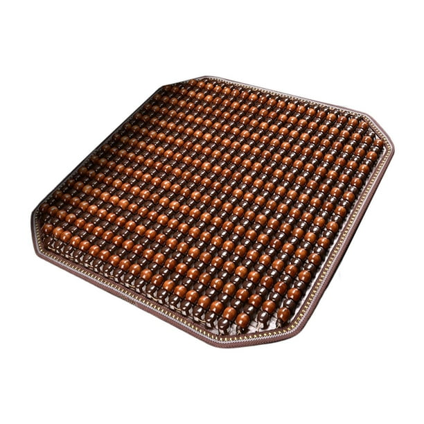 Funda de asiento de cuentas de madera de verano, transpirable, almohadilla refrescante para coche, protector universal para asiento marrón
