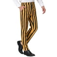 thumbnail image 4 of Unique Bargains Men's Striped Pants Business Skinny Fit Color Block Trousers 36 Yellow Black, 4 of 6
