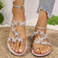 thumbnail image 2 of Tao Tao Flat Sandals for Women Dressy Summer Beach Sandals Slip On Comfortable Sandals Cute Ankle Strap Rhinestone Sandals Vacation Casual Wedding Party Shoes Pink 36, 2 of 9