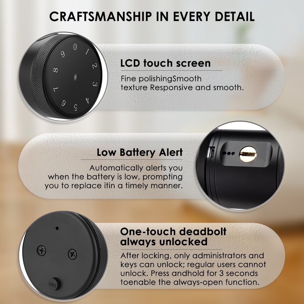 Smart Fingerprint Door Lock, 5 in 1 Smart Fingerprint Door Knob with Keypad, App Control, IC Card,Auto Lock, Biometric Door Knob with Lock for Bedroom, Apartment, Garage, Home & Office