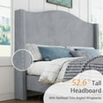 thumbnail image 5 of Merluxy 52.6" Full Bed Frame with Camelback Headboard,Velvet Upholstered,Light Grey, 5 of 7