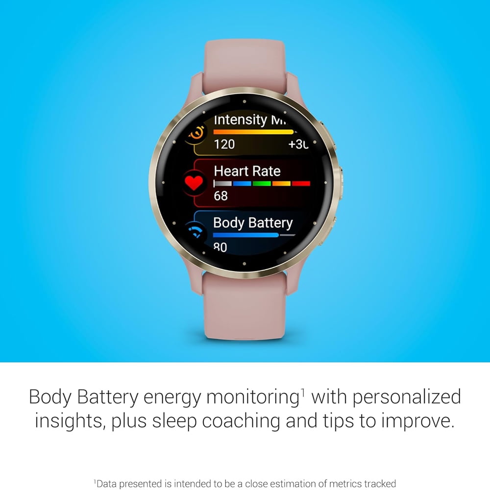 Restored Garmin Venu 3S Fitness GPS Smartwatch Gold Bezel w/ Rose Case (41mm) Refurbished