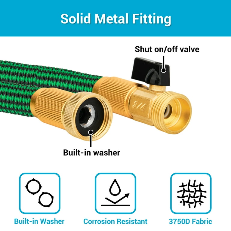 TheFitLife 100FT Expandable Garden Hose - Flexible Latex