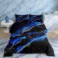thumbnail image 2 of Manfei Black Gold Blue Bedding Sets Twin with Comforter, Watercolor Marble Duvet Insert, Abstract Stone Pattern Comforter Sets Twin Size, Ultra Soft Bedroom Decoration, 2pcs Reversible, 2 of 7