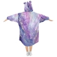 thumbnail image 2 of Wearable Blanket with Sleeves and Pocket Oversized Hooded Sweatshirt 3-14 YR Pink and Blue Marble Texture S, 2 of 7