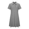 thumbnail image 4 of Posijego Girls School Uniform Dress Button Front Causal Collar Short Sleeve Flare Skater Dresses with Pockets 5-15 Years, 4 of 8