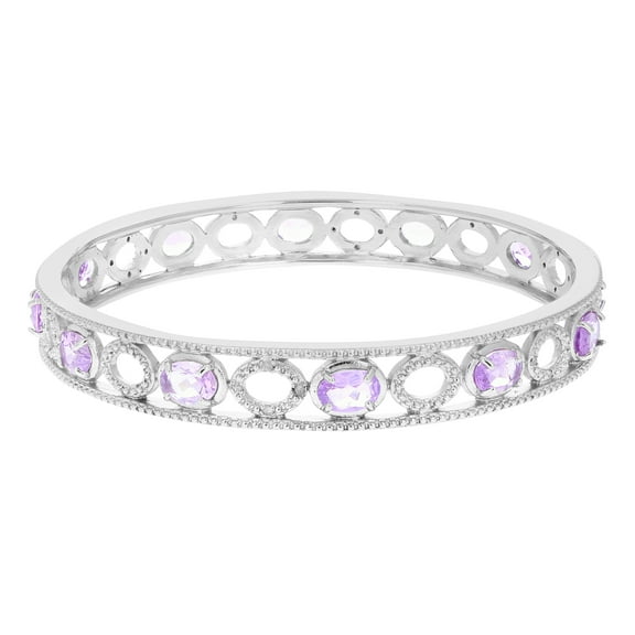 Vir Jewels 5.70 CTTW Purple Amethyst And Diamond Eternity Bangle Bracelet Brass Rhodium Female Adult