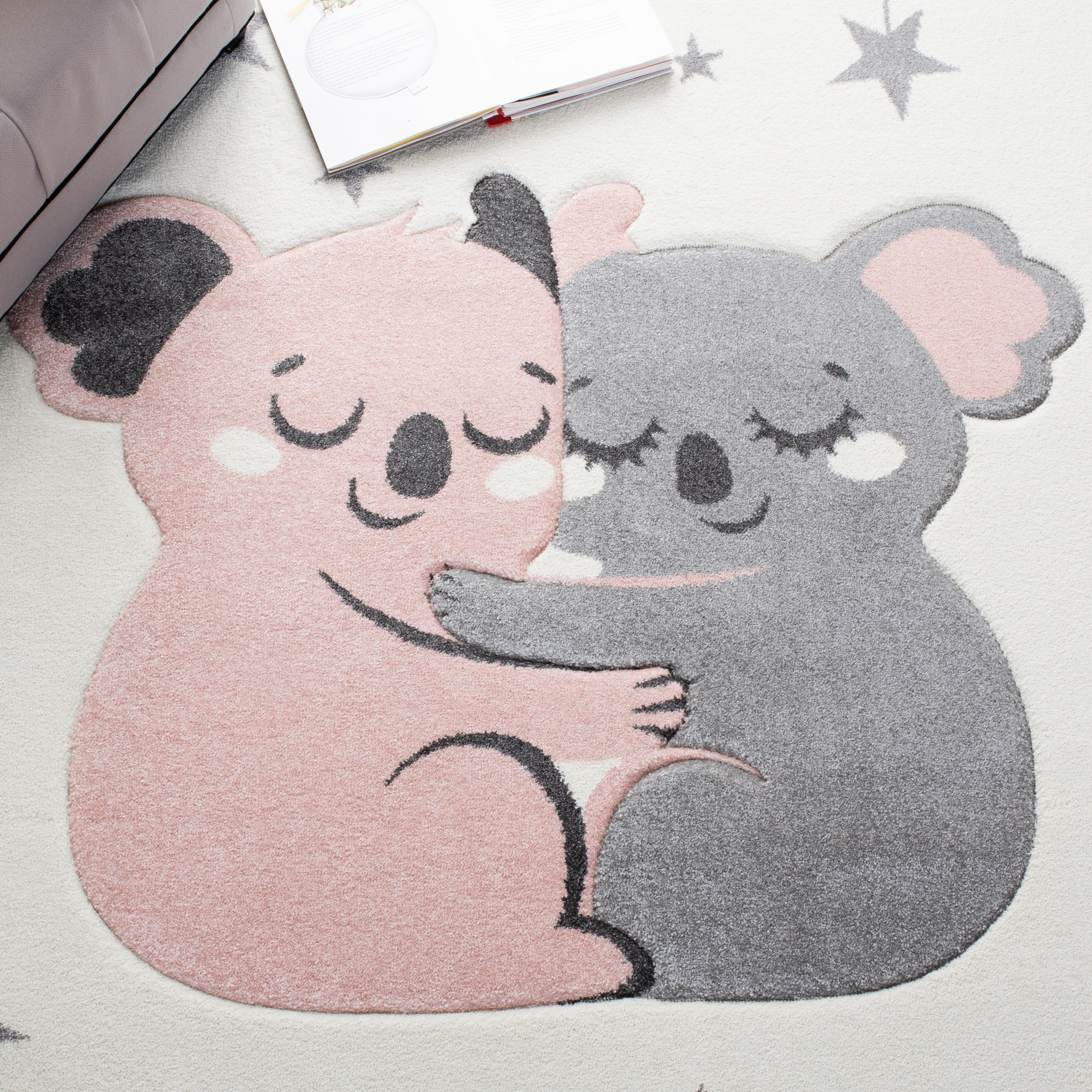 SAFAVIEH Carousel Kids Hugging Koalas Runner Rug, Ivory/Pink, 2' x 8'