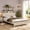 Antique White+Gray, variant on BSHTI King Wood Platform Bed Frame with Storage Headboard, LED Lights, USB Charging, No Box Spring Needed for Bedroom(Dark Brown)