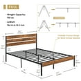 thumbnail image 4 of VECELO Full Bed Frame with Wooden Headboard, Rustic Industrial Platform Bed and Strong Metal Slats, No Box Spring Needed, Brown, 4 of 15