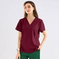 thumbnail image 5 of Wine Women's Anti-Wrinkle V-Neck Scrubs – Tailored Fit with 3 Pockets for Healthcare Jobs XL, 5 of 6