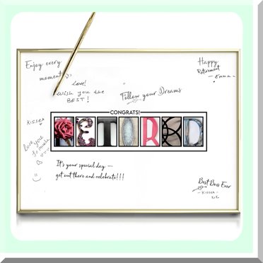 Framed Rose Gold Retirement Guest Book, Retirement Party Decorations, 12X16 Large Sign Poster- Retired Party Favors, Gifts For Women, With Metal Holder & Rose Gold Pen & Acrylic Glass