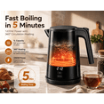thumbnail image 4 of Electric Kettle, 1L Stainless Steel Tea Kettle with 7 Temperature Presets, 1200W Fast Boil Hot Water Boiler, 4H Keep Warm, Auto Shut-Off & Boil-Dry Protection, BPA-Free, Black, 4 of 9