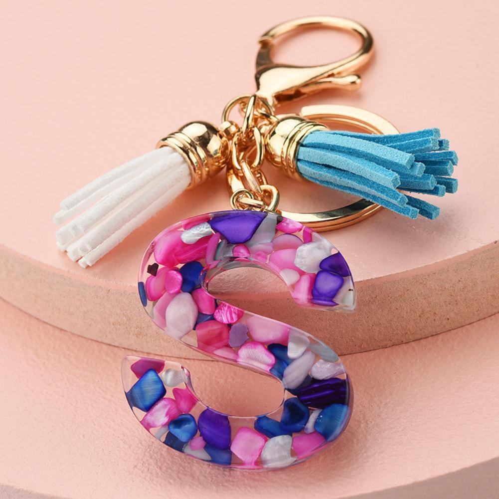 Alphabet Letter AZ Key Rings Key Chian with Tassel Women H6O9