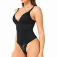 thumbnail image 5 of Elainilye Fashion Bodysuits for Women Tummy Control Shaping Crotch Fit Lace Tight Strap Bodysuit Shapewear,Black, 5 of 9