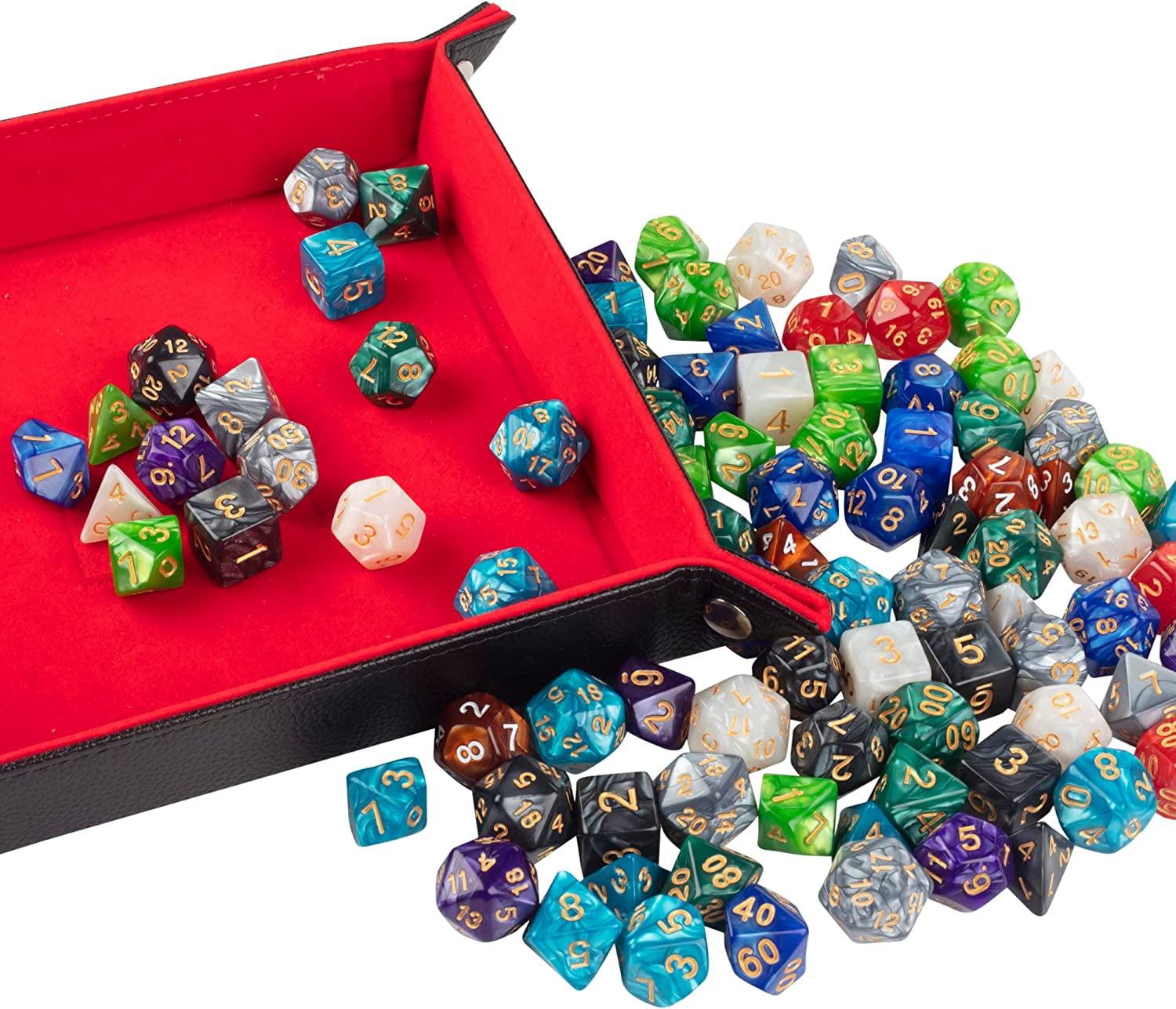 Monster Gaming 200 count Bulk Dice Value Pack-10 Different Marbled Colors -Multi-Colored Assorted Polyhedral Die, Compatible with Dungeons and Dragons, RPG & Board Games- Includes D4 D6 D8 D10 D12 D20