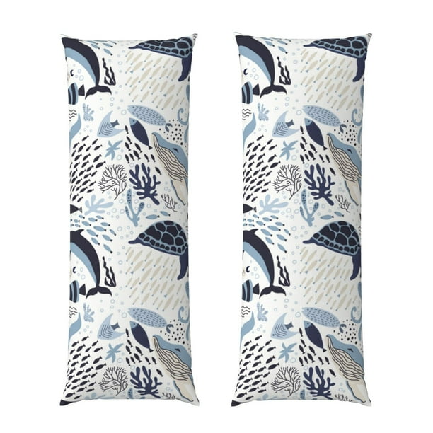Balery Sea Animal Funda Protectora para Almohada Corporal de Algodón Hipoalergénico con Cierre(55 x 21 pulgadas), Almohadas No Incluidas