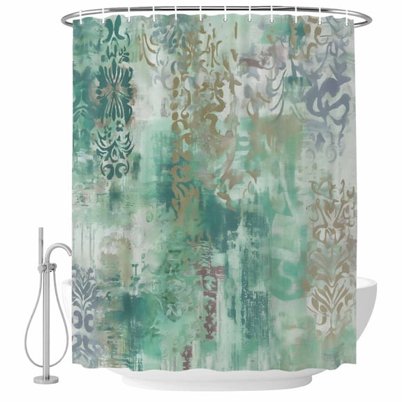 Teal Blue Boho Shower Curtain, Waterproof Shower Curtains for Bathroom, Vintage Ethnic Tribe Abstract Art Washable Fabric Bathtub Curtain Set Bath Decor with 12 Hooks Long 72"x84"