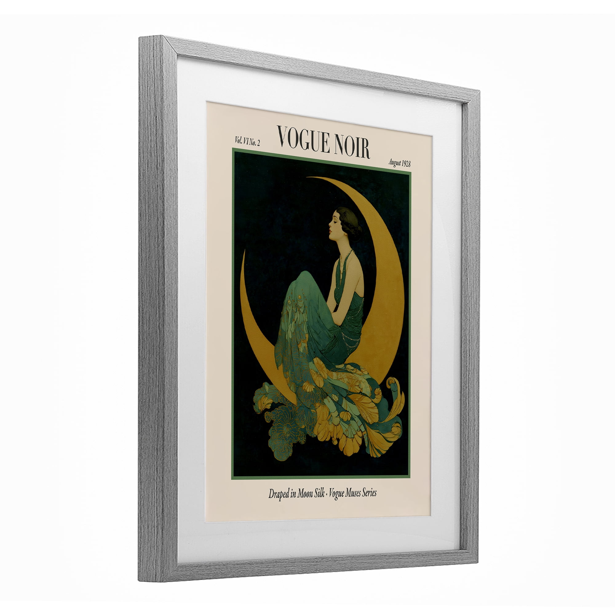 Stupell Industries Draped In Moon Silk Gray Framed Print Under Glass, design by A Barefoot Stylist