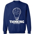 thumbnail image 2 of OXI Crewneck Sweatshirt - Thinking Please Be Patient,Basic Casual Sweatshirts for Men's and Women Fleece Sweatshirt Long Sleeve- Navy Blue 2X-Large, 2 of 2