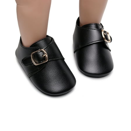 

Carolilly Baby Moccasins Non-Slip Hard Sole Mary Jane Flats with Buckle Strap