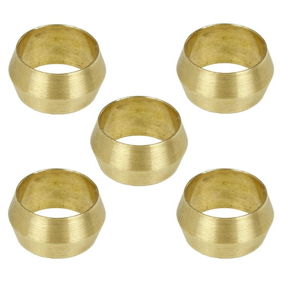 5 Pack 3/8" Compression Sleeve Solid Brass Ferrule for 3/8" Compression Tubing