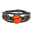 thumbnail image 1 of Rojo feliz el temor a los fantasmas de Halloween Pulsera marina tejida en cuero, 1 of 4