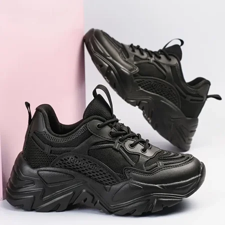 

Fashion Lightweight Sneakers Women‘s Casual Black Low Top Lace-Up Running Sneakers