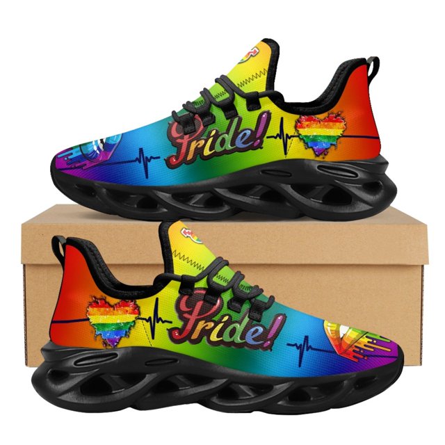 Zapatillas deportivas informales, cómodas y con amortiguación de aire para mujer con estampado de orgullo LGBT, transpirables, con cordones, suaves y planas
