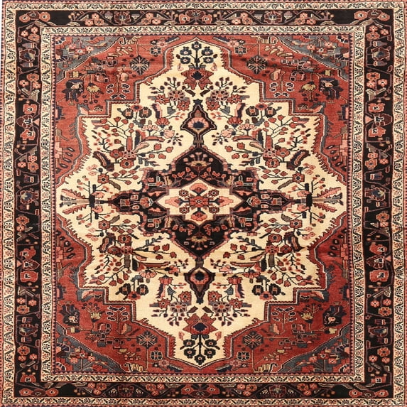 Ahgly Company Indoor Square Traditional Sand Brown Persian Area Rugs, 8' Square