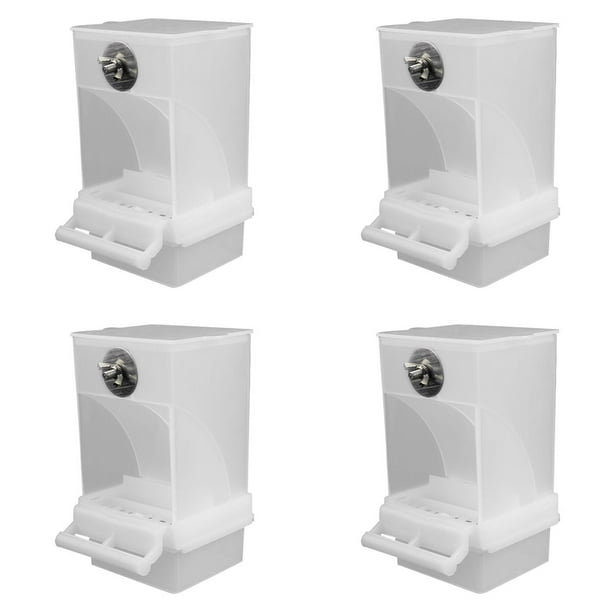 4X Comederos para Pájaros Blancos, Comedero Automático para Loros, Bebedero, Contenedor de Comida para Semillas, Jaula para Periquitos Pequeños y Medianos