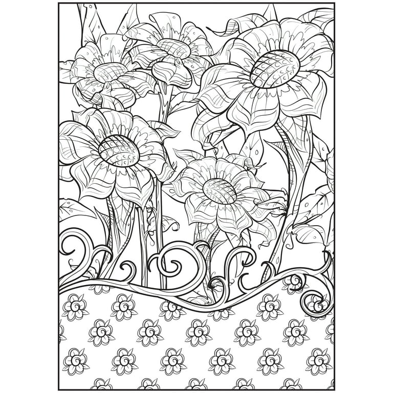 Cra-Z-Art Timeless Creations Adult Coloring Book, Fabulous Florals, 64 Pages