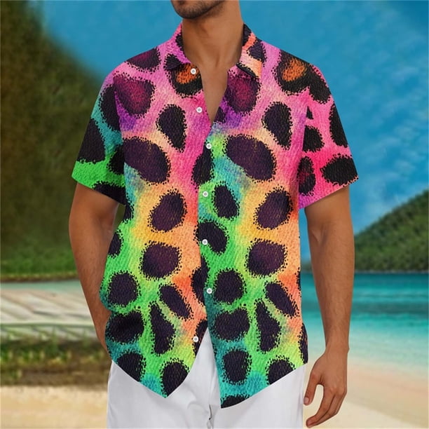 Blusa y camisa de manga corta con cuello vuelto Camisa casual para hombre Camisa de bolos vintage de manga corta Camisas de verano de playa cubana Camisa con botones Blusa para hombre Poliéster