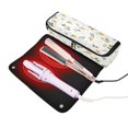 thumbnail image 2 of Hair Tools Storage with Heat Resistant Mat- Greenish Small Spots and Orange Printed Curling Iron Travel Bag/Flat Iron Case for Women, 2 of 8