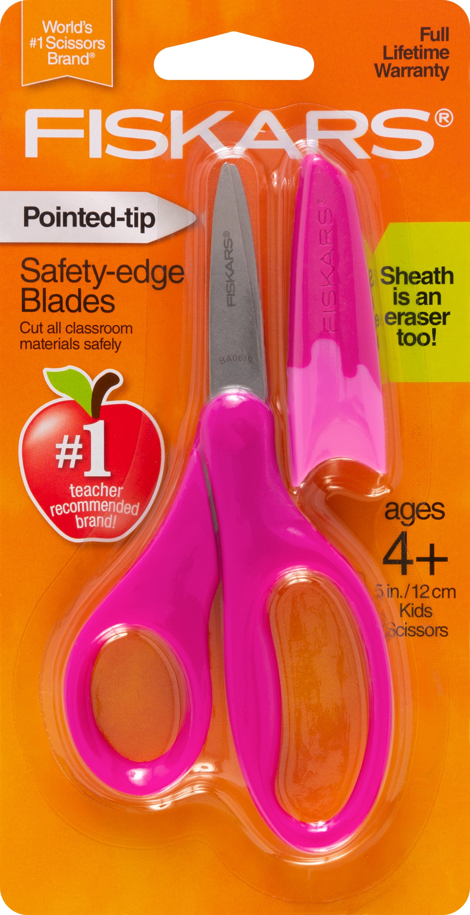 Fiskars Pointed-tip Kids Scissors (5 in.) with Sheath  Pink, School Supplies