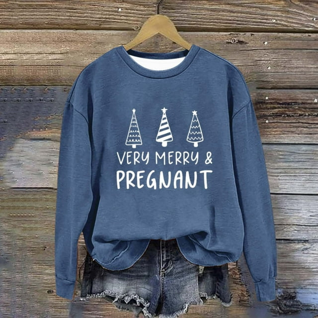 EGNMCR Chandail en Molleton de Noël Col Rond Imprimé Ample Manches Longues Sans Capuche