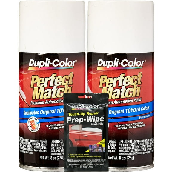 Duplicolor Exact-Match Automotive Paint Matches Toyota White (8 oz.) Bundle with Prep Wipe