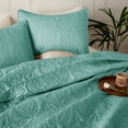 thumbnail image 3 of Whale Flotilla Soft King Quilt Bedding Set for All Seasons, Elegant Vintage Damask Ultrasonic Quilts Set, Lightweight Reversible Bedspread, Coverlet, Bed Cover with 2 Pillow Shams, Turquoise Green, 3 of 7