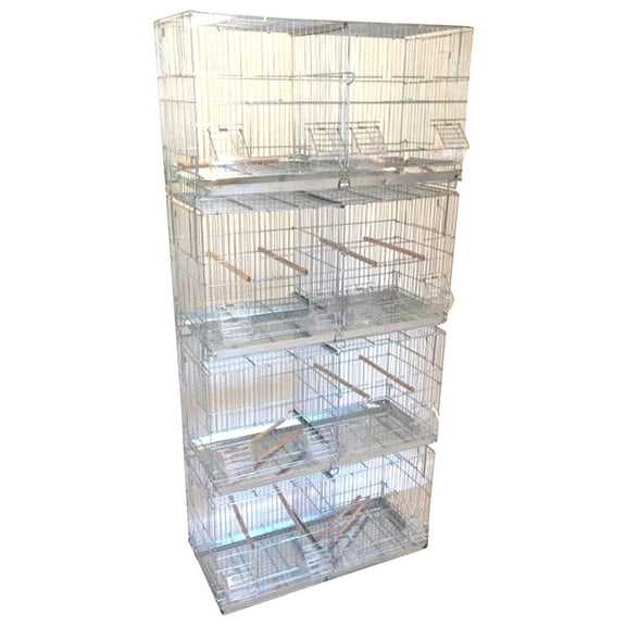 LARGE 4 of Stainless Galvanized Stackable Double Breeding Breeder Flight Bird Cage with Center Dividers Side Breeding Nest Doors Quail Lovebirds Aviaries Canaries Finches