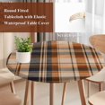 thumbnail image 4 of Round Table Cover 55-60 Inch Orange Blue Checkered Waterproof Reusable Table Cloth Round Fitted Vinyl Tablecloth with Elastic Edged for Parties Outdoors, Fall Farmhouse Buffalo Plaid, 4 of 7