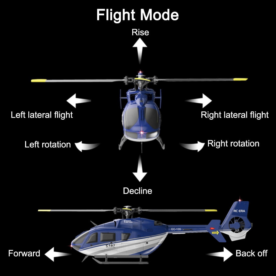 RC ERA C187 EC135 RC Helicopter, 4CH 2.4GHz Single-Rotor Flybarless Remote Control Aircraft 6-Axis Gyro with Optical Flow& Altitude Hold, RTF Beginner Helicopter for Adults & Teens