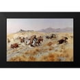 thumbnail image 2 of Russell, Charles M. 18x13 Black Modern Framed Museum Art Print Titled - Attack, 2 of 5