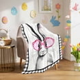 thumbnail image 3 of Throw Blanket Fleece Throw Blanket 50x80in, Easter Bunny Carrot Black Palid Soft Lightweight Bed Blankets Rabbit Funny Red Glasses Fuzzy Couch Blankets for All Season, 3 of 9