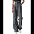 thumbnail image 1 of Pantalones de Traje de Pierna para Mujer, Pantalones Largos Informales de Negocios con Cintura Holgada y Corte Holgado Gris Oscuro S, 1 of 8