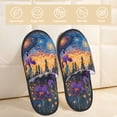 thumbnail image 2 of Fotbe Cosmic Irises At Twilight Pantuflas Peludas para Mujer con Estampado, Zapatillas de Peluche, Zapatos de Invierno para Casa, Uso Interior y Exterior-Large, 2 of 8