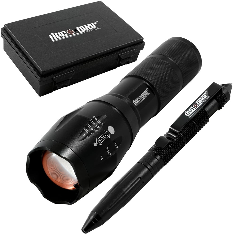 Nikon 16575 Monarch HG Binoculars Bundle with Deco Gear Tactical Flashlight and Tactical Pen Set with Water/Shockproof Case and 6 x 6 inch Microfiber Cleaning Cloth