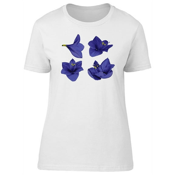Cute Blue Gippeastrum Flowers T-Shirt Women -Image by Shutterstock, Female Small
