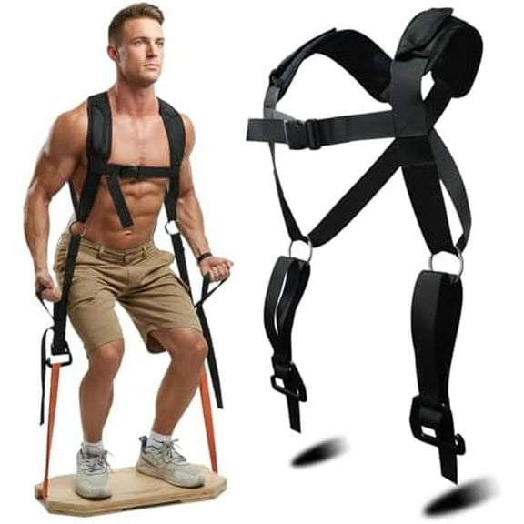 Squat Harness Vest for Resistance Bands: Adjustable, Padded Shoulders, Quick-Release Buckle, e-Hook – Full-Body/Squat Training (Sport & Recreation)